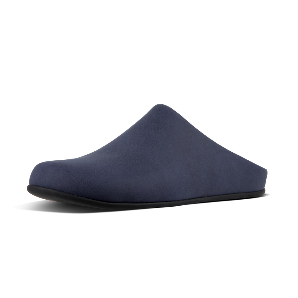 Fitflop Mens Slippers - Shove Leather Mule - Navy - 190-EPYLWU